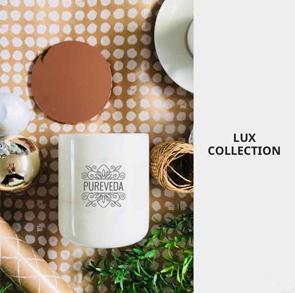 Lux Collection Pureveda Luxury Home Fragrance Candle Marble Container